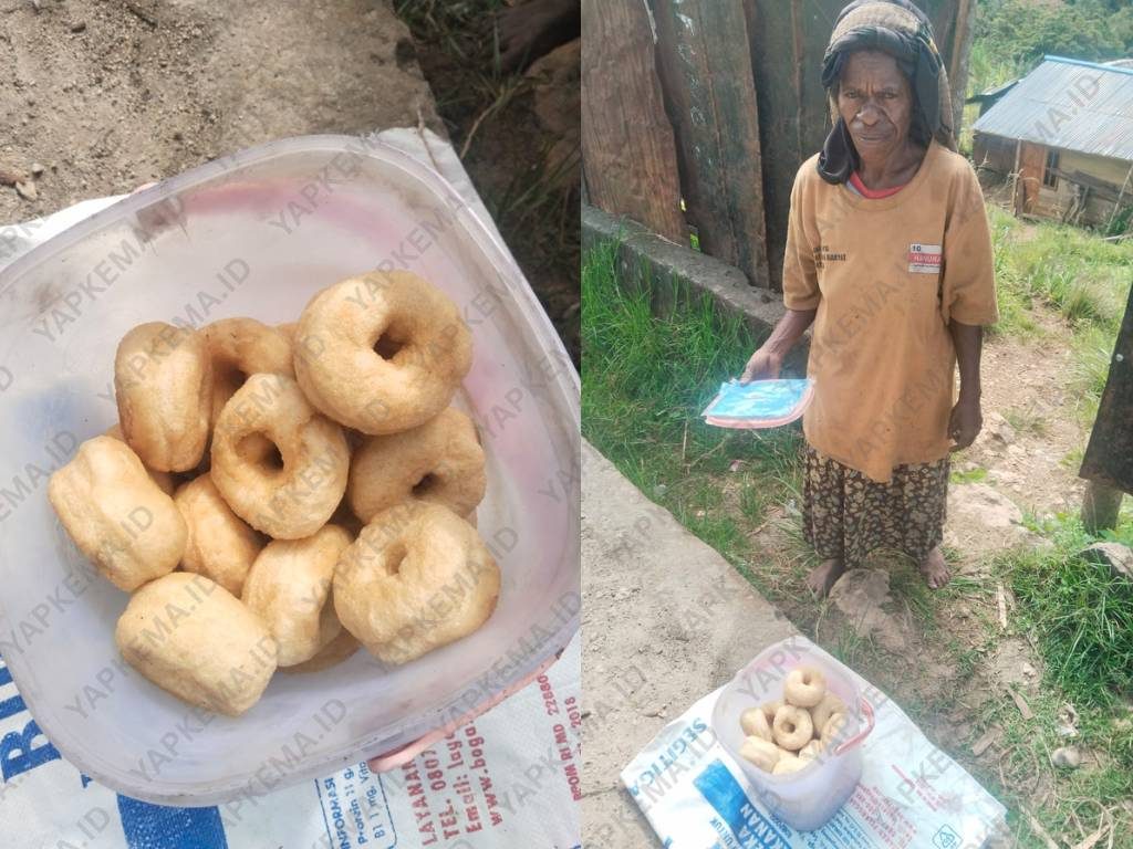 Mama Pince Yeimo, salah satu mama dampingan Yapkema yang sudah berjualan donat nota (Dok. Yapkema)