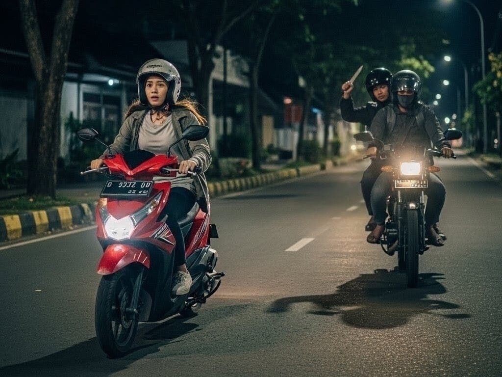 Ilustrasi begal yang mengincar pengendara motor